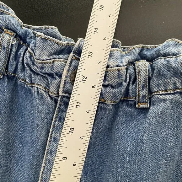 Zara Jeans Women's 8 Baggy Barrel High Waisted Ruffled Paperbag Elastic Waist - Picture 12 of 13